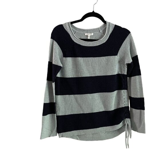 Maurices Women Sz S Green/Blue Striped Long Sleeve Waffle Knit Pullover Sweater - Picture 1 of 9